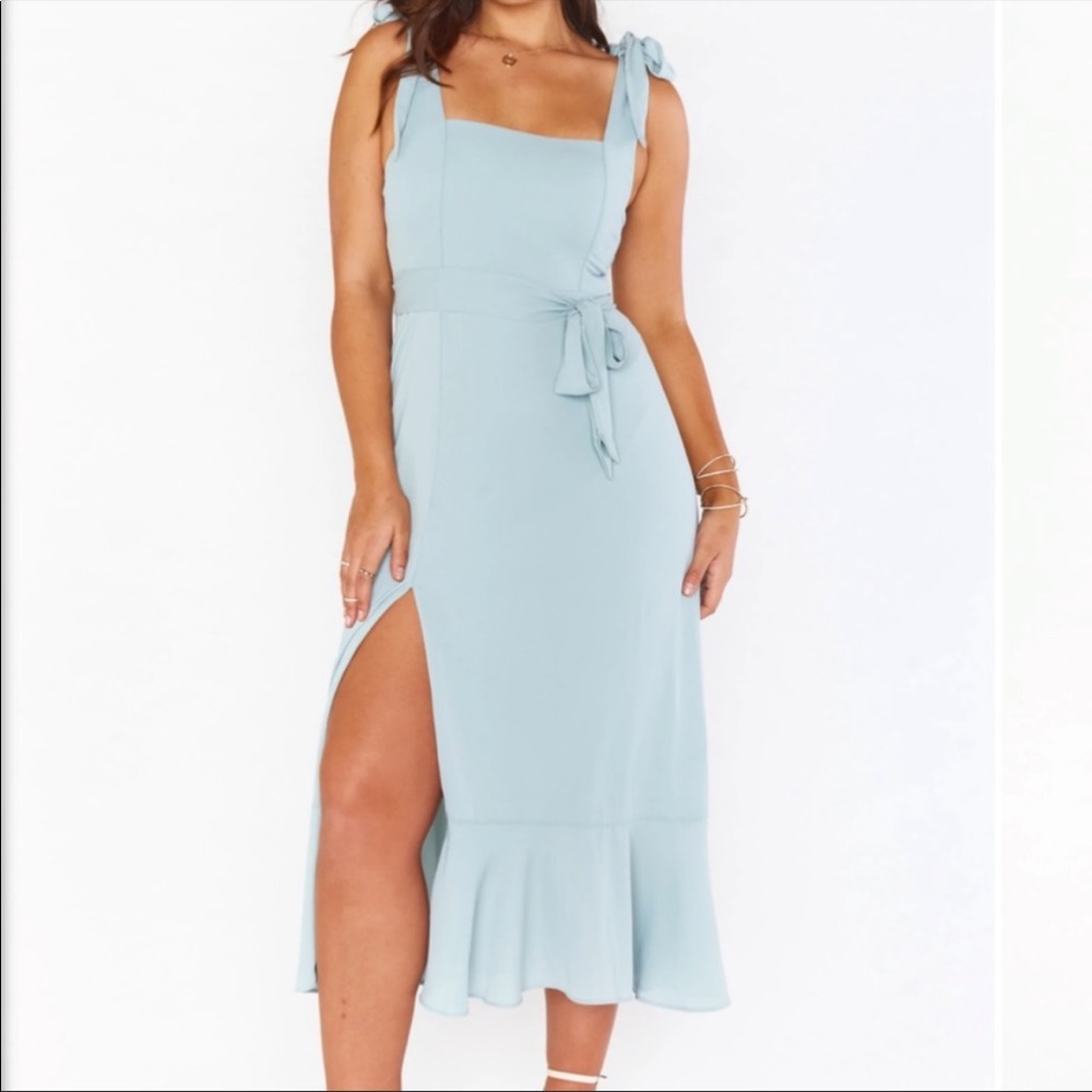 Claire MIDI Dress in Silver Sage crisp
